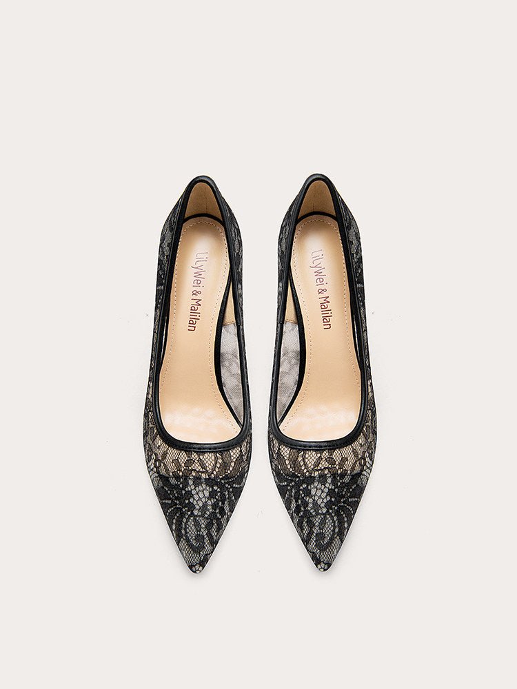 Talons hauts en dentelle pour femmes de plus grande taille