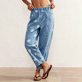 Patchwork pour femmes Polka-Dot Print Loose-Fit Jeans