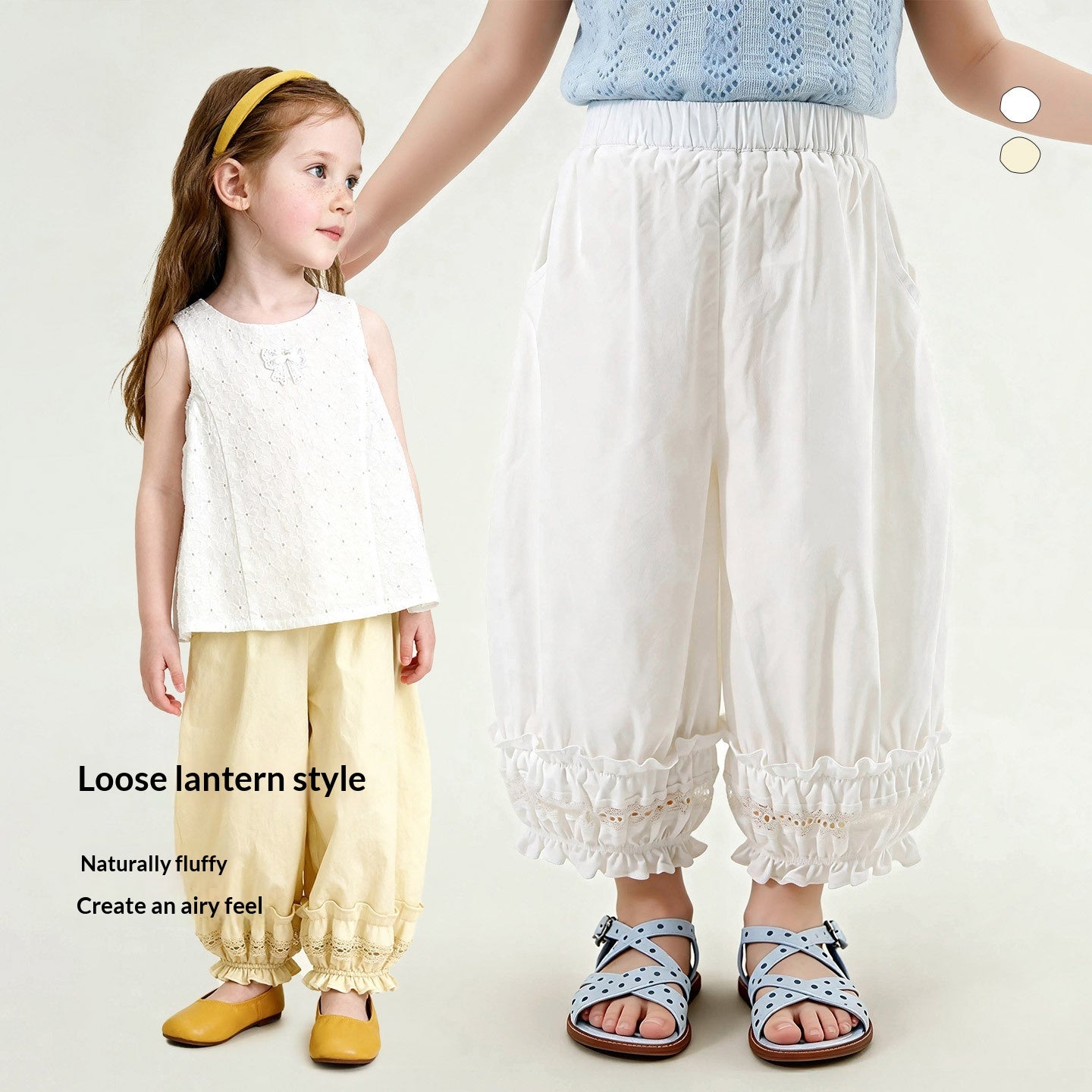 Pantalons casual pour enfants Bloomers à volant en dentelle à double couche