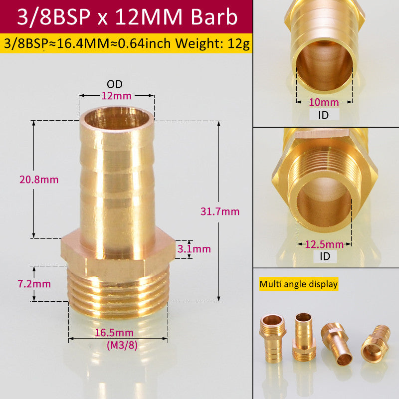 Tuyau de raccord de tuyau en laiton Barb Tail BSP mâle Pagoda gaz connecteur joint en cuivre