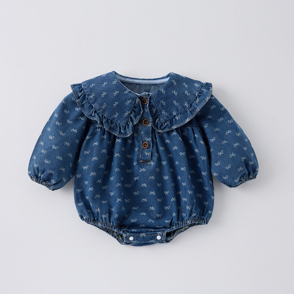 Robe en une seule pièce pour enfant Denim Romper Triangle style Crawling Suit Girls