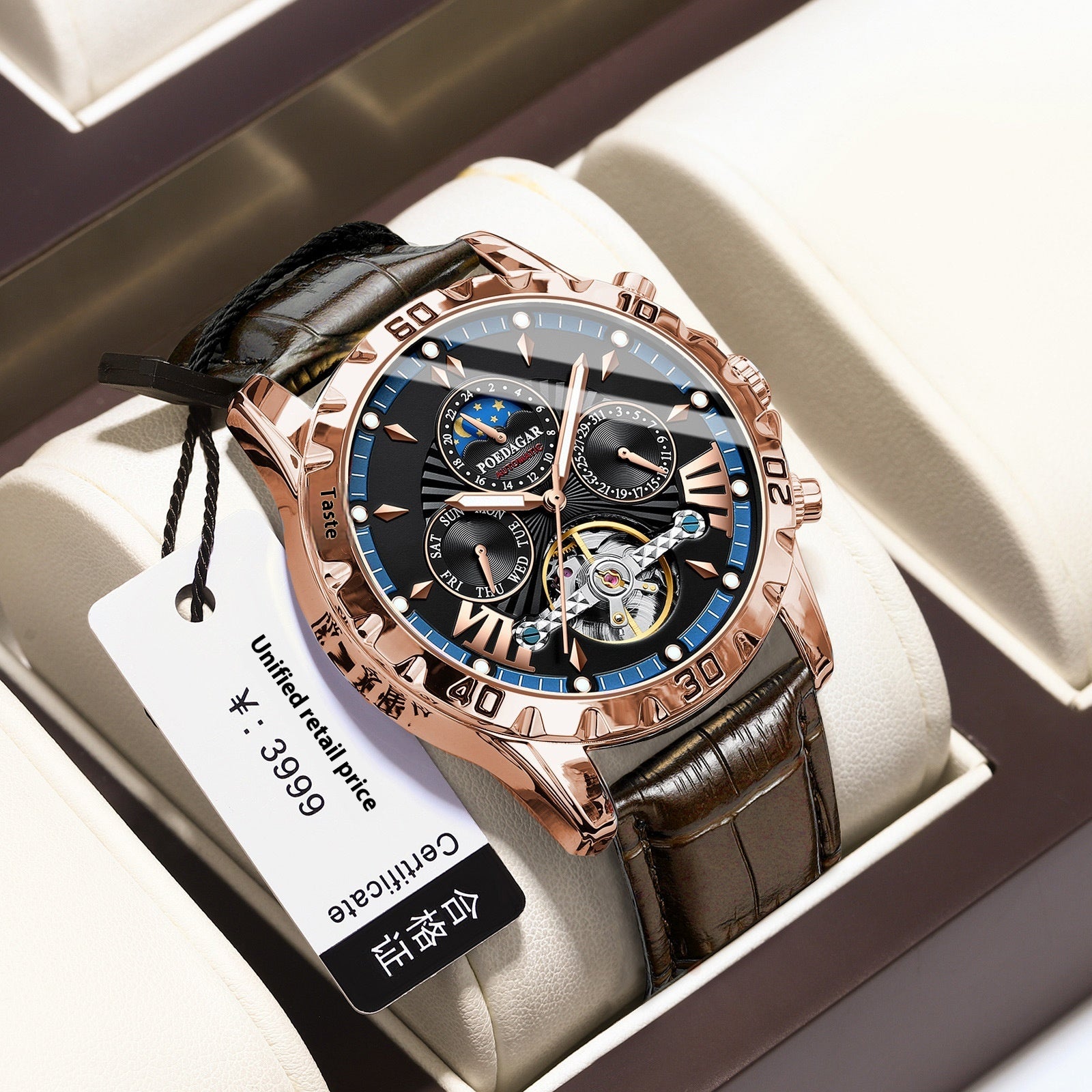 Machinerie automatique de luxe de montre pour hommes