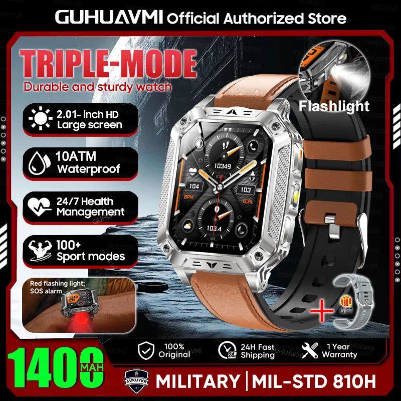 Batterie militaire 1400mAh montre intelligente avec lampe de poche LED