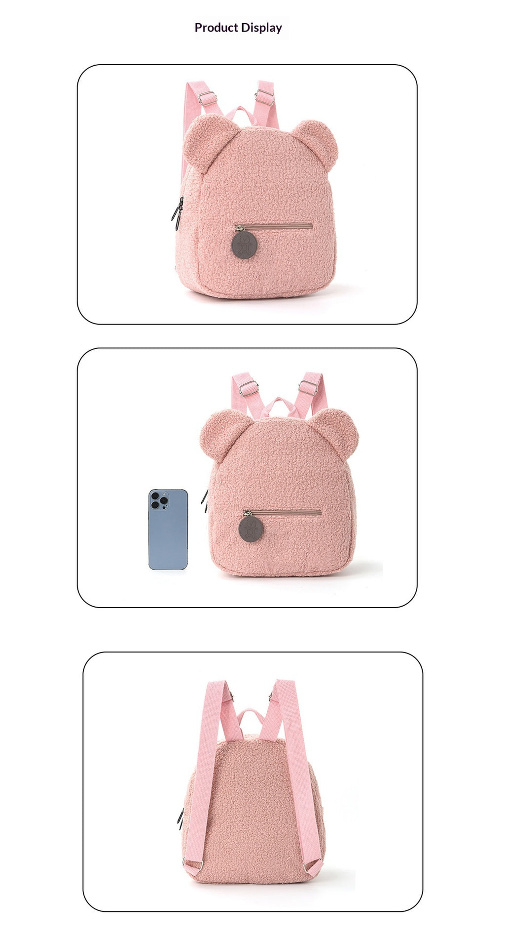 Sac à dos en peluche Mode populaire Casual Ear Teddy Bear Sac à dos Cartoon Sac à dos pour enfants-