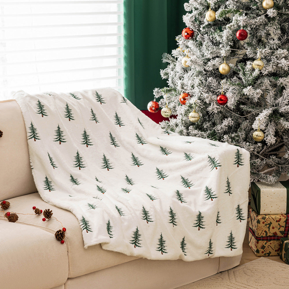 En peluche de Noël Canapé Blanket Broderie Arbre de Noël Jeter Salon Canapé Décoration