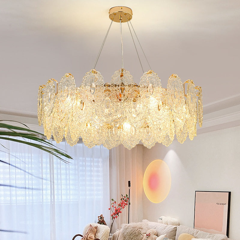Luxury Lusury Glass Chandelier Metal and Glass Flush-mount Pendentif luminaire