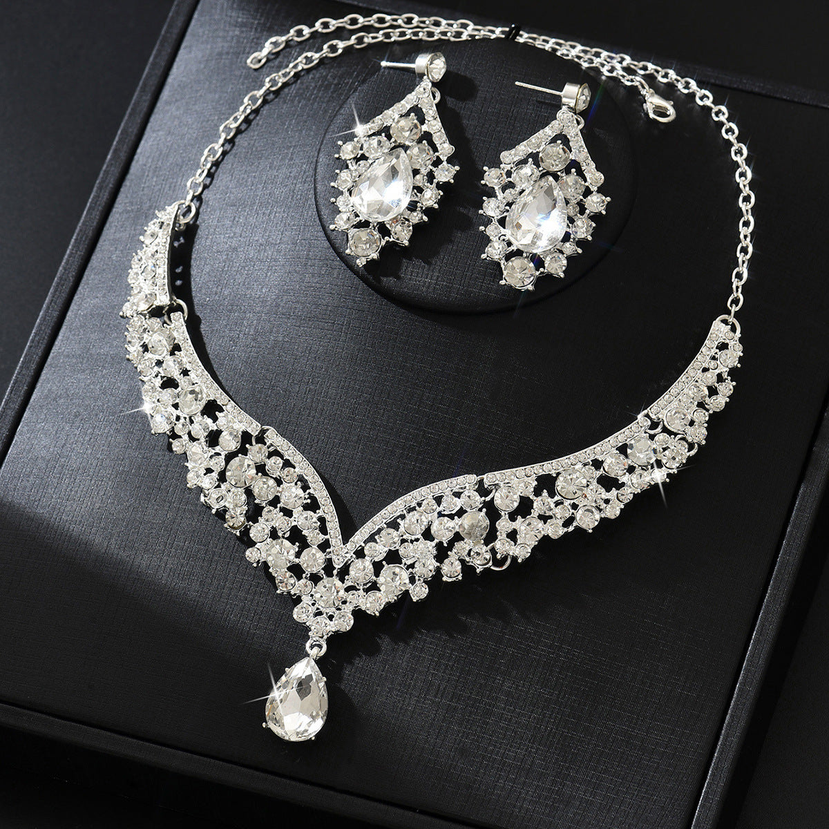 Ensemble de bijoux en cristal exagéré vintage hiver pour femmes