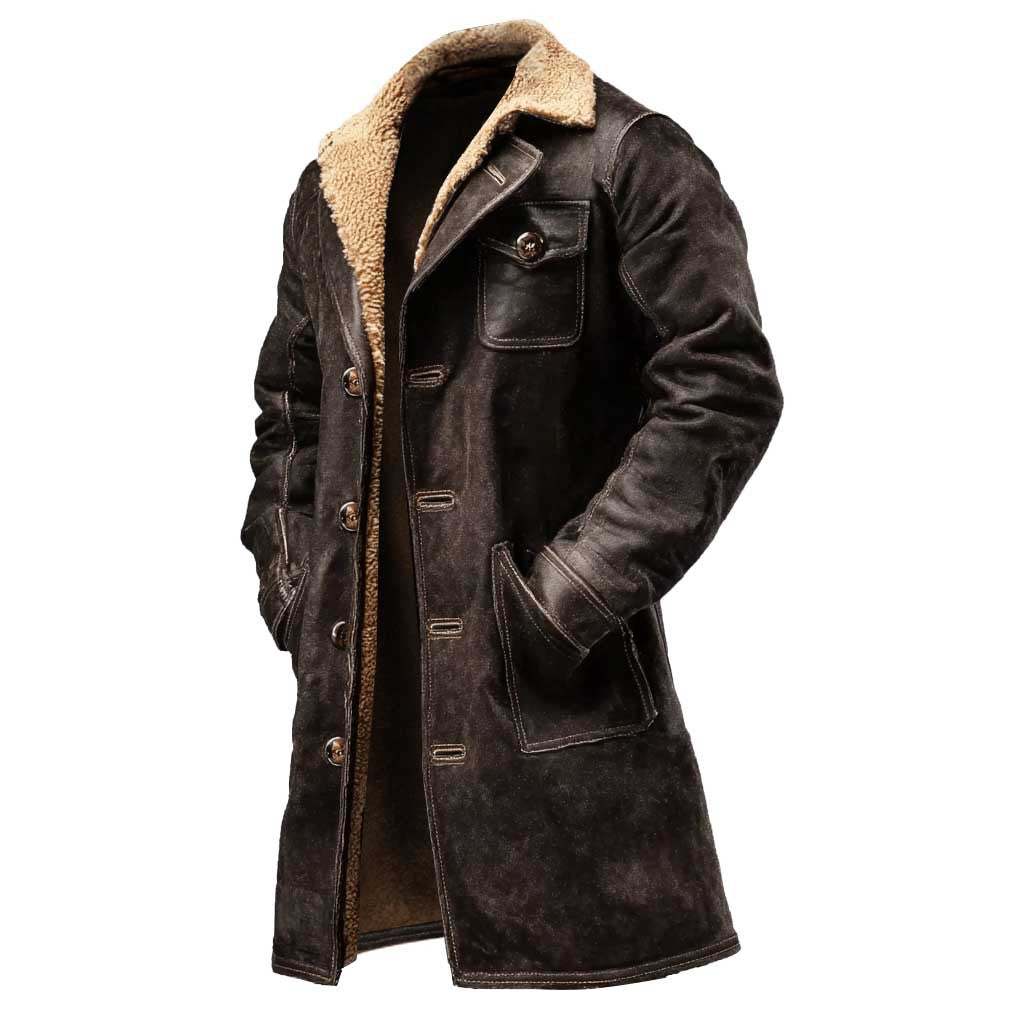 Veste de suède vintage brun foncé pour homme