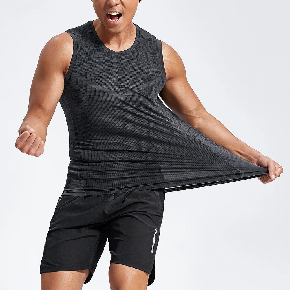 Hommes Veste de course respirante en couleur solide sans manches