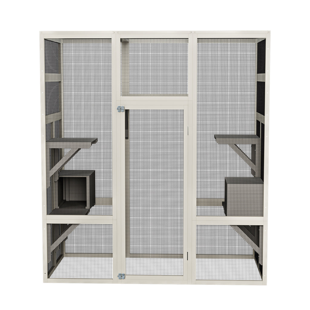 62,6" Maison de chat en bois d'extérieur gris Grand Catio
