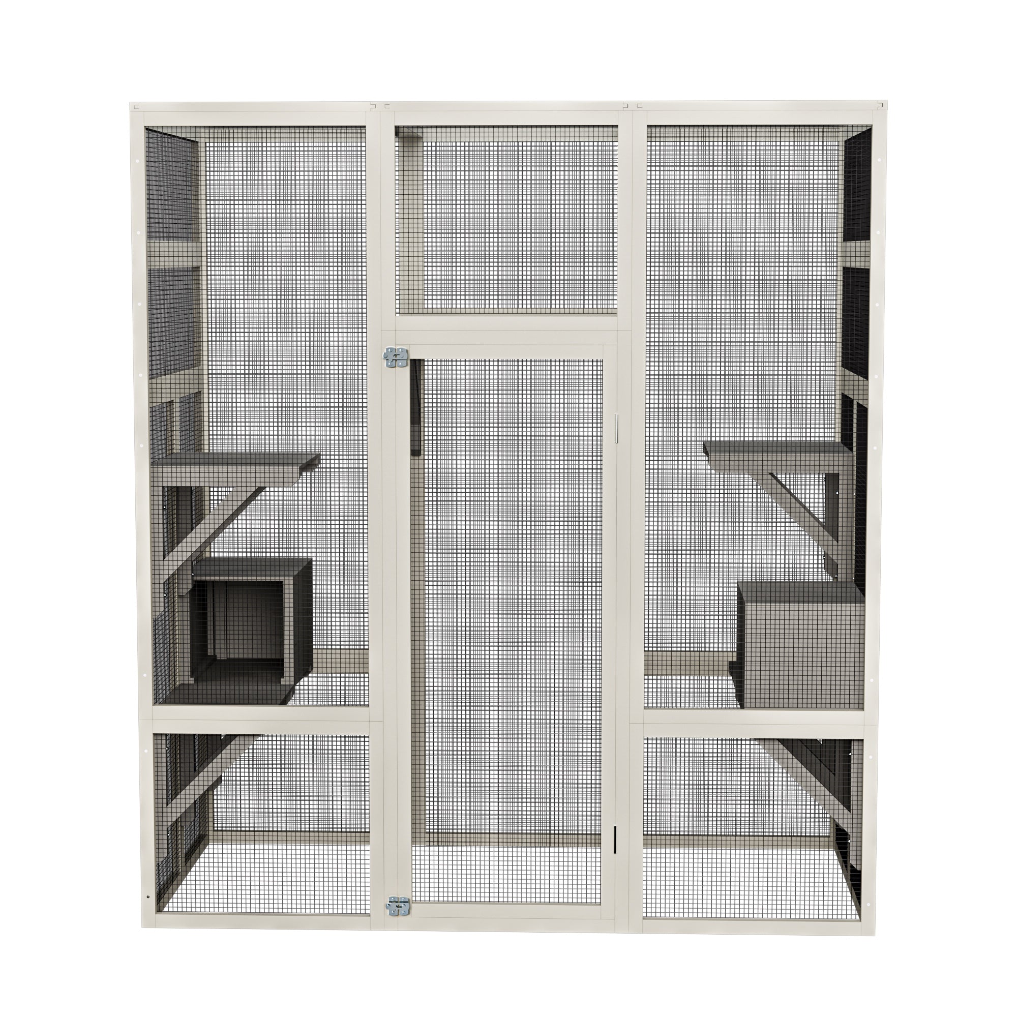 62,6" Maison de chat en bois d'extérieur gris Grand Catio