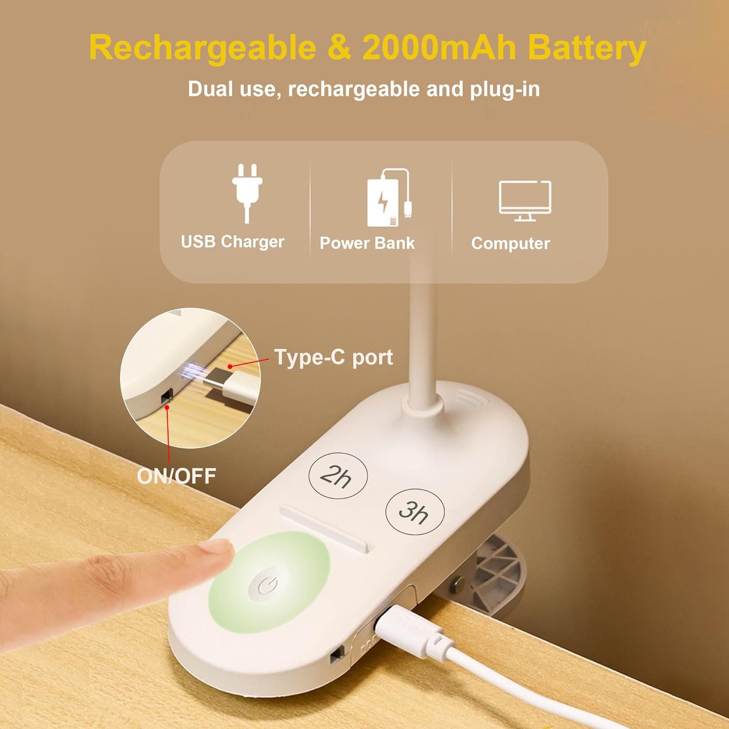 LED Eye Protective Bedside Touch Control Lampe de bureau de lecture
