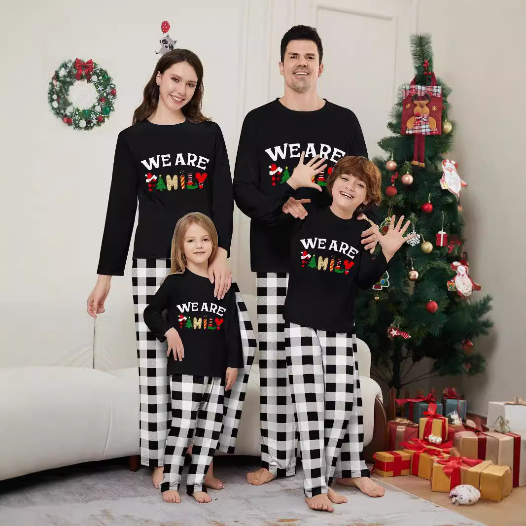 Long Sleeve Letter Print Plaid Lounge Wear