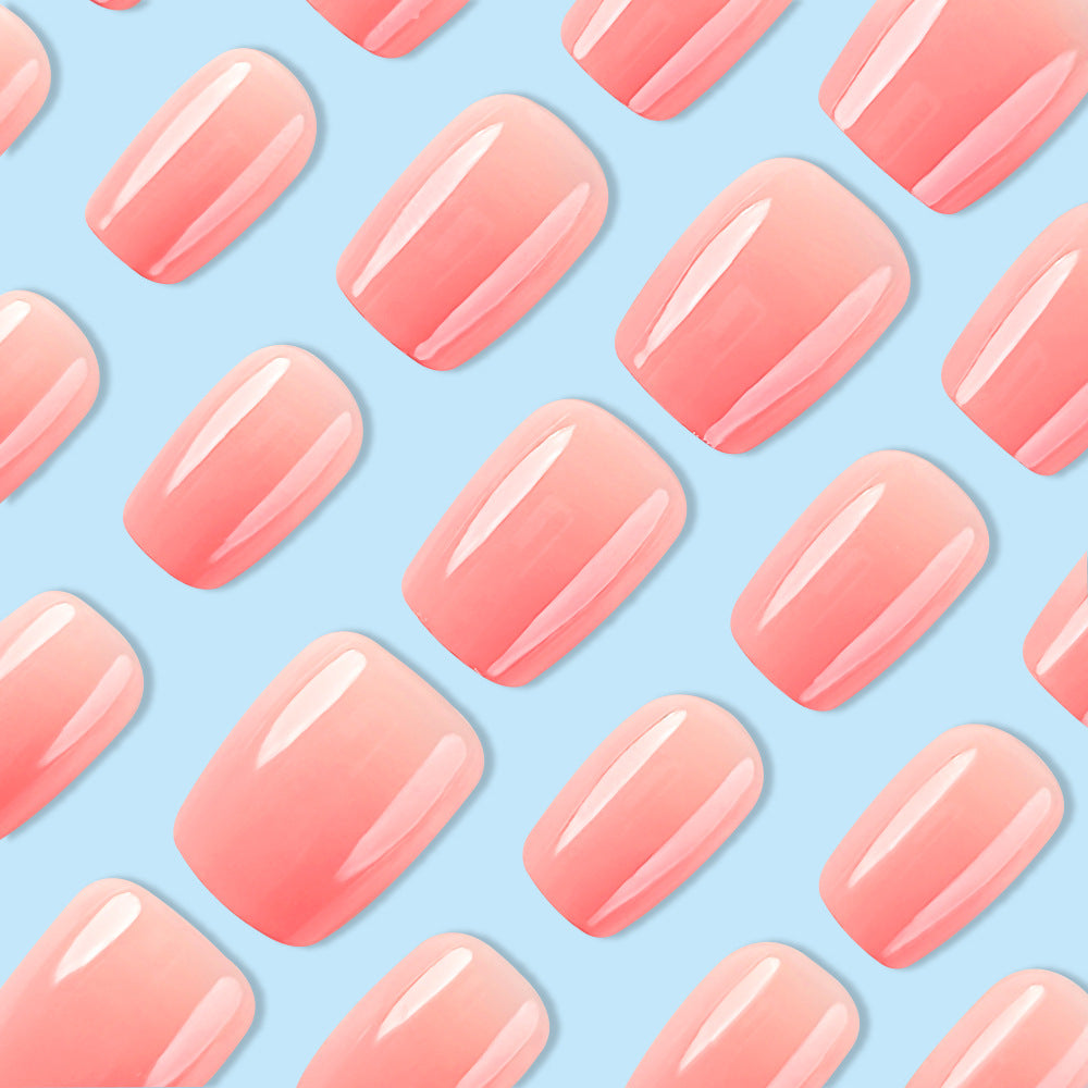 Stickers 24 pièces d'huile d'acrylique carrée courte avec dégradé rose et effet press-on pour