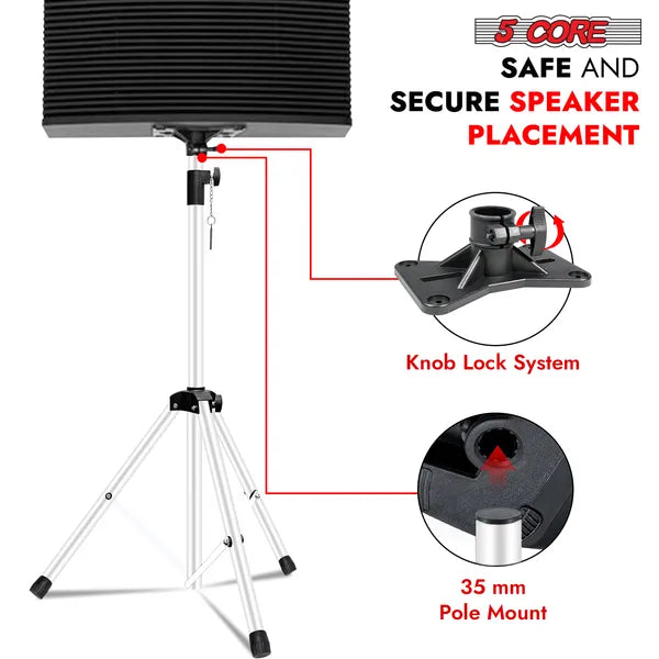 5 Core Speaker Stand Tripod Floor Heavy Duty réglable jusqu'à 72 pouces DJ Studio Monitor St