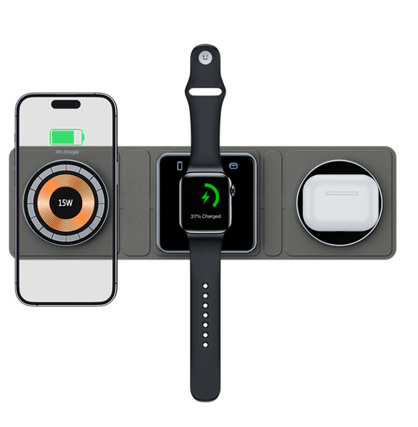 Magsafe Chargeur sans fil magnétique transparent multifonctionnel Frais sans fil de trois en un
