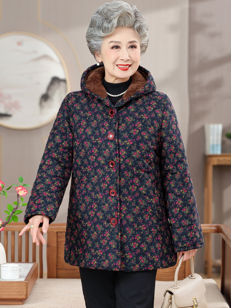 Manteau rembourré en coton d'hiver pour femmes d'âge moyen et âgées