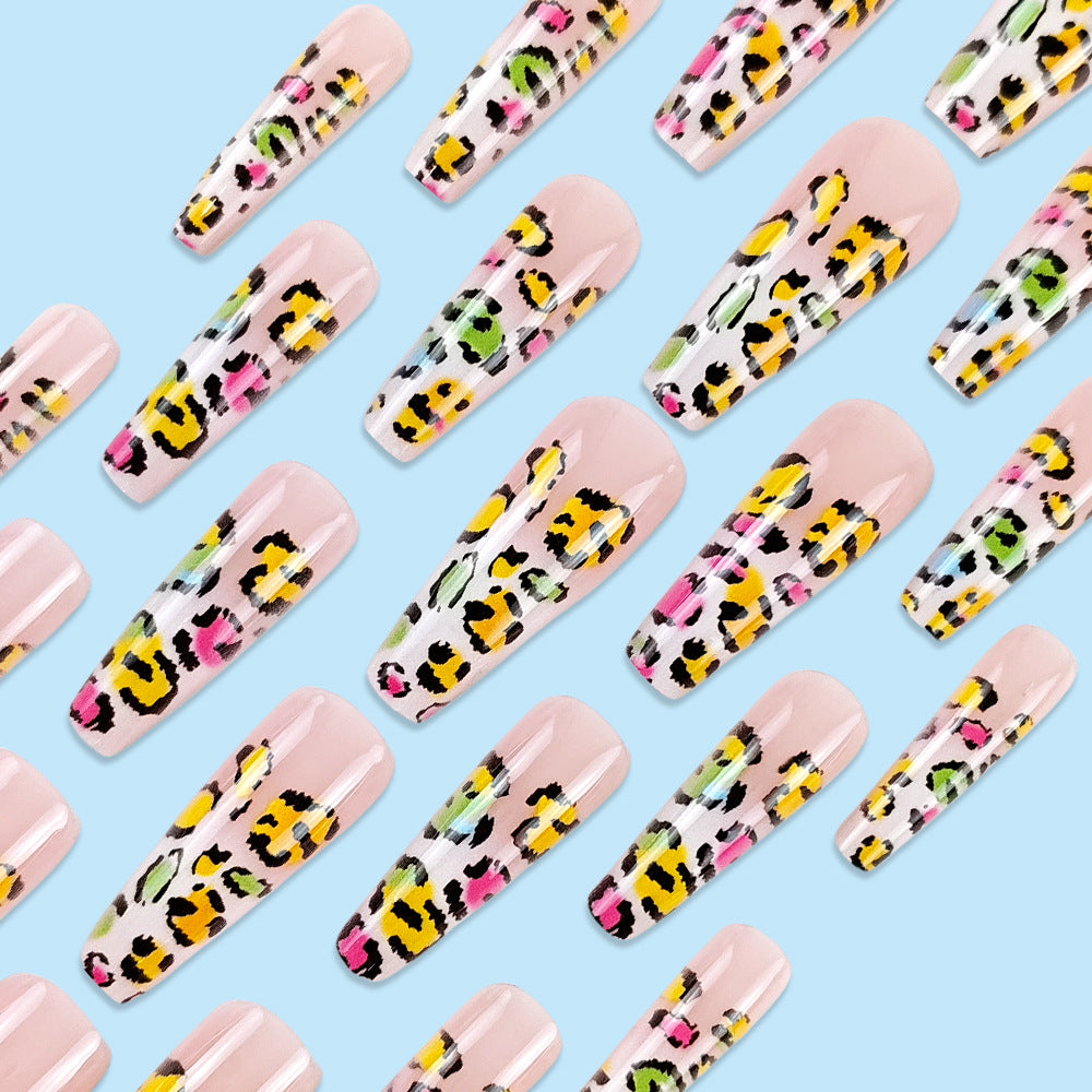 24 pièces de modèle long style cercueil modèle Leopard français style presse Acrylique Nail Gradi