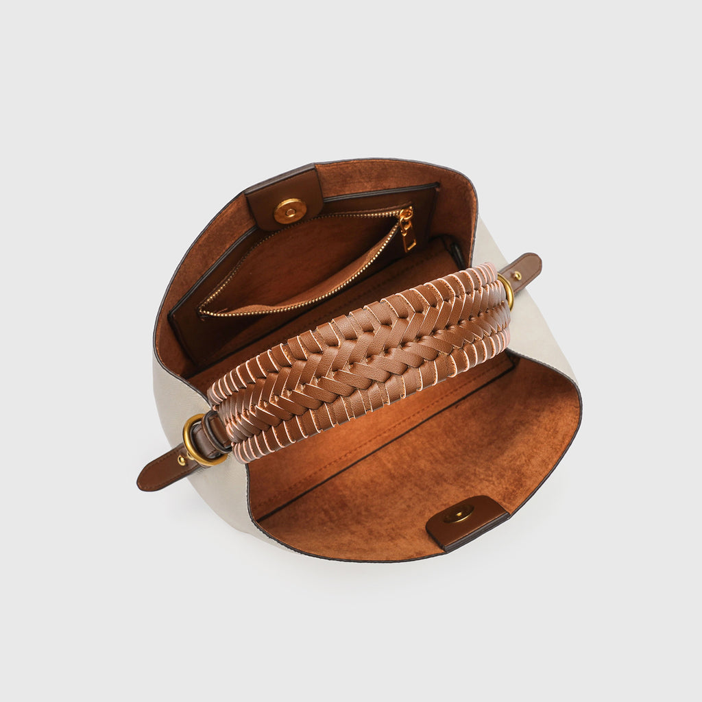 Sac à seau en paille tissé à la main - Tige casual pour femmes avec sangle d'épaule pour Dai Printemps Été
