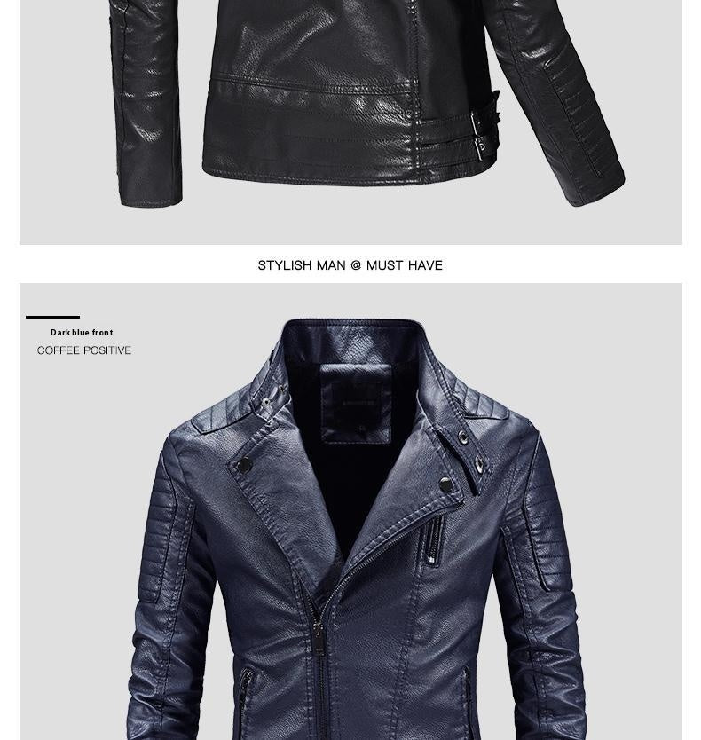 Veste en cuir tendance Veste en PU doublée de polaire pour hommes