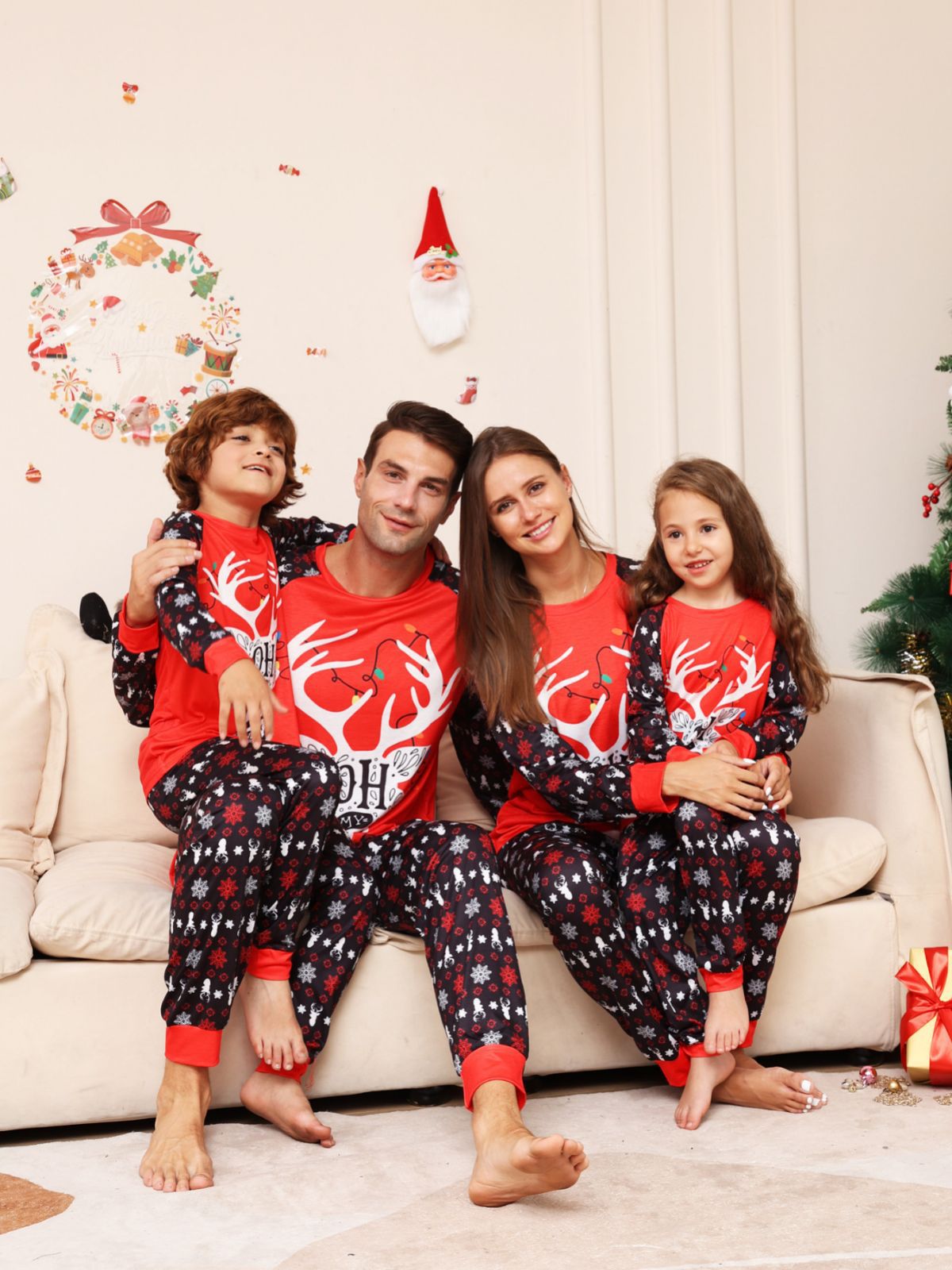 Lettre Snowflake Deer Christmas Parent-child Suit Printed Homewear Pajamas