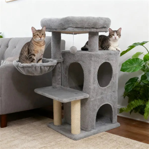 Light Gray 33.5" Multi-Level Cat Tree with 2-Story Condo