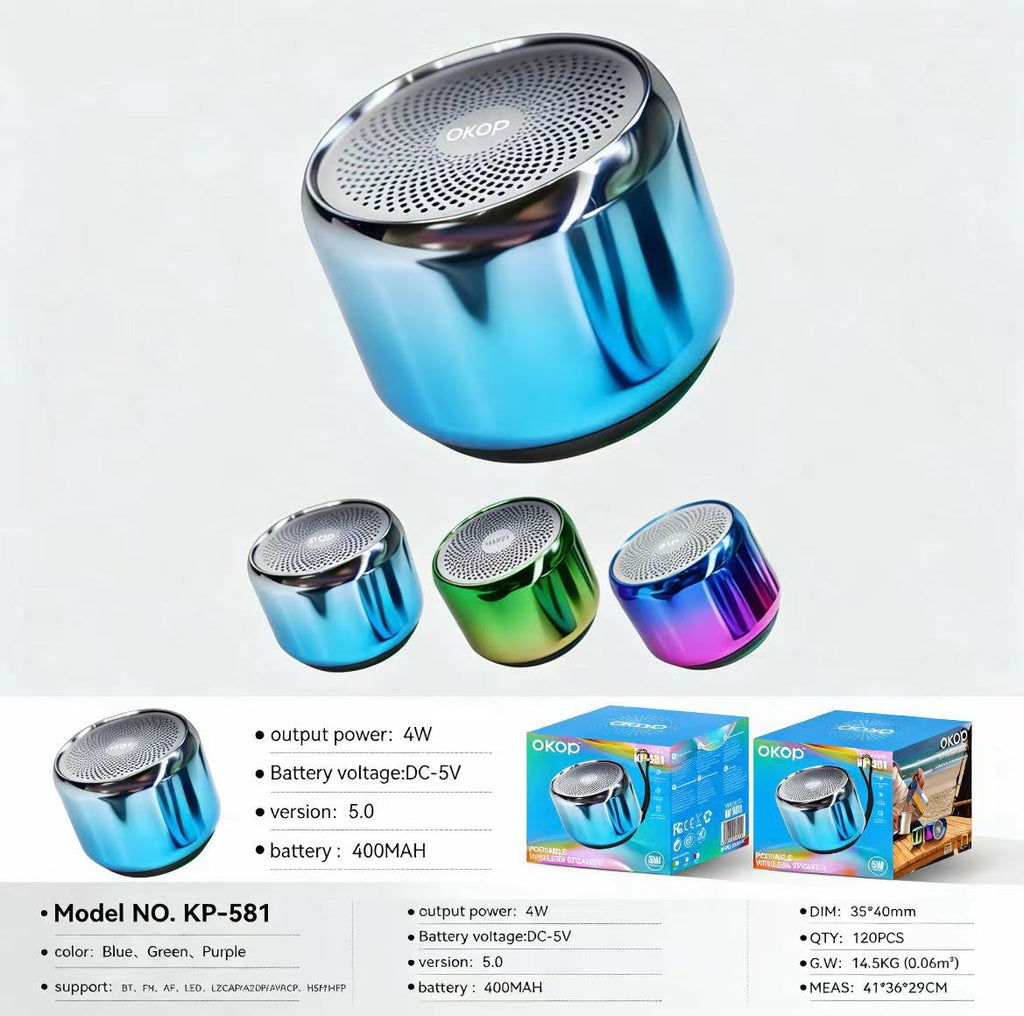 KP-581 Mini haut-parleur Bluetooth sans fil portable avec sous-woofer Compact Outdoor Audio