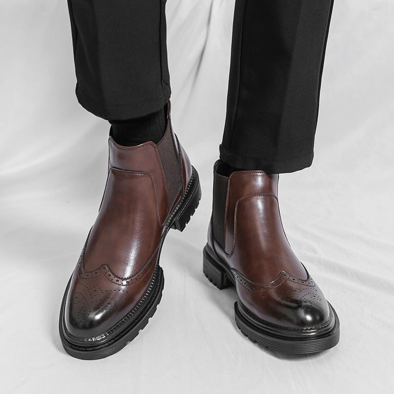 Bottes de mode en cuir haut de gamme hommes