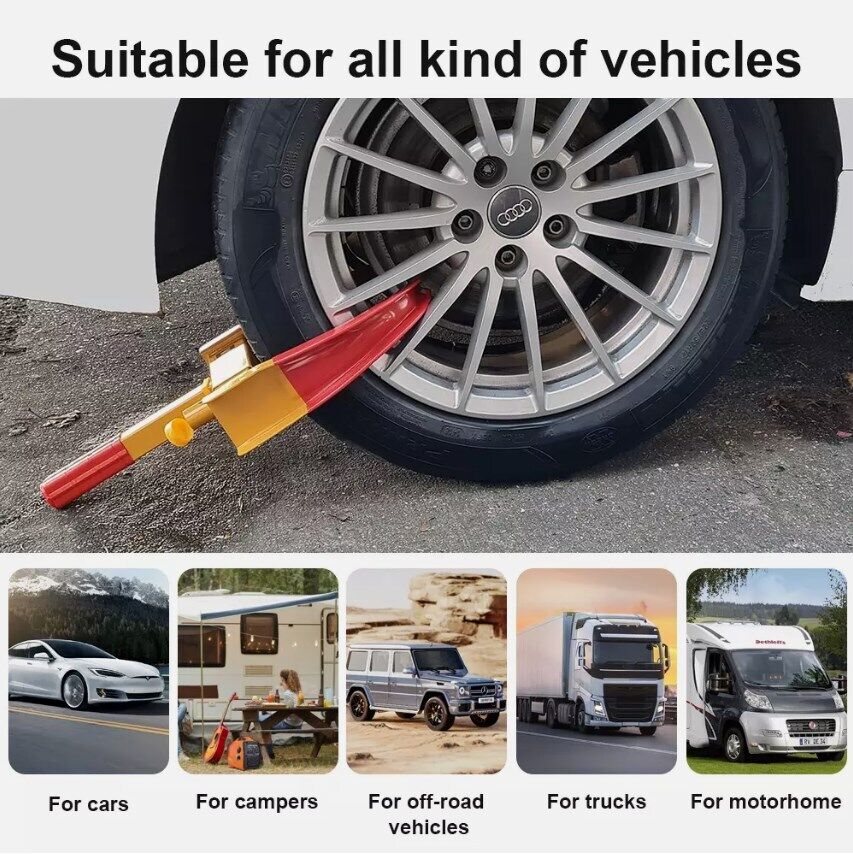 Serrures de roues haute performance avec verrouillage de sécurité pour caravanes