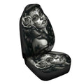Couverture de siège de voiture noir et blanc tatoué femme haut dos