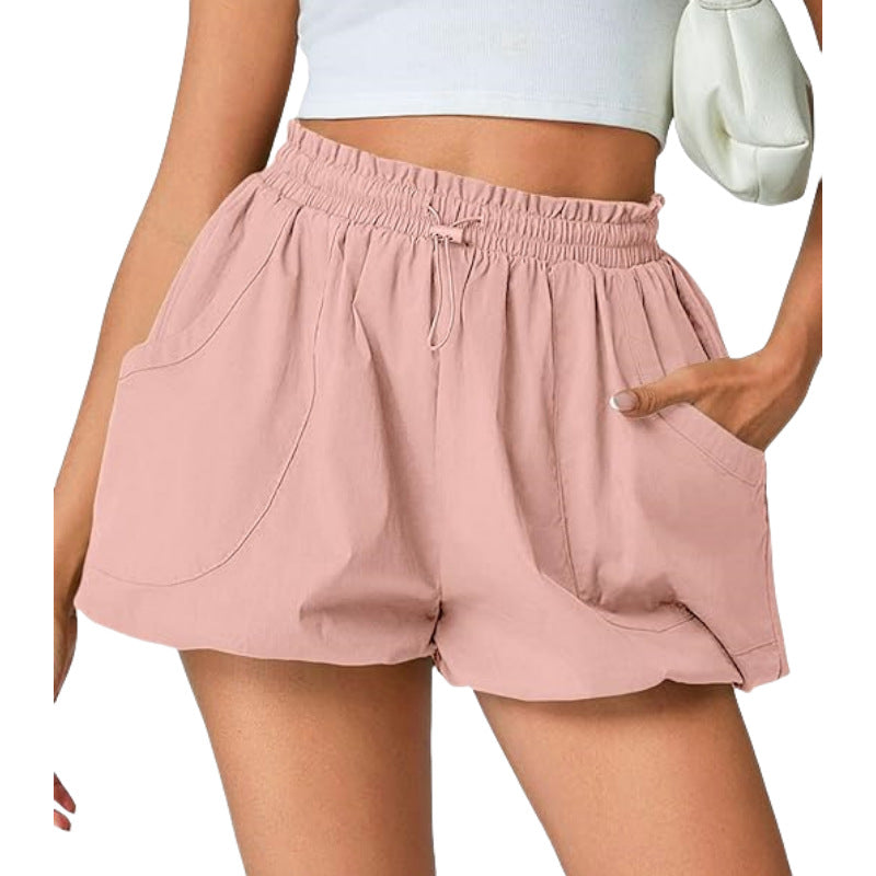 Short à bulles Pantalons de lanterne à taille élevée avec poches