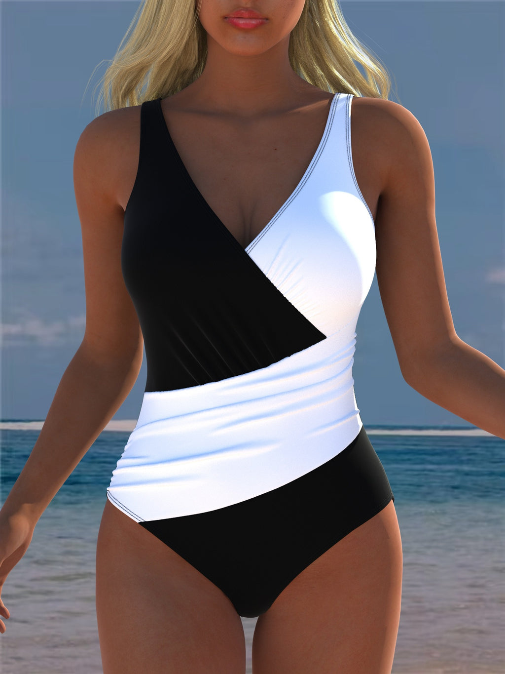 Femmes Une pièce Deep-V Sexy Strap maillot de bain