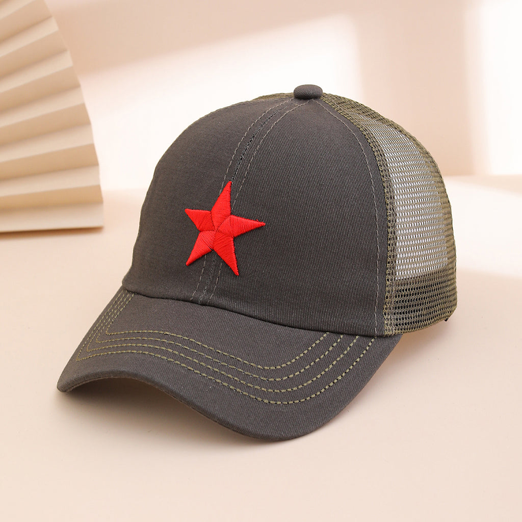 Casquette de baseball en maille verte militaire à cinq points brodé
