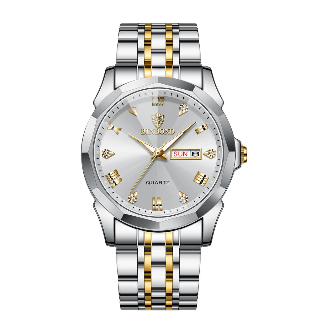 Style homme collège étudiant double calendrier électronique quartz montre étanche