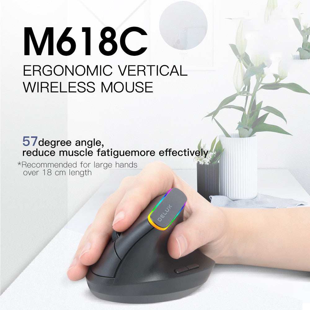 Couleur M618C RGB Vertical Wireless Ergonomic Hand-held Straight Mouse