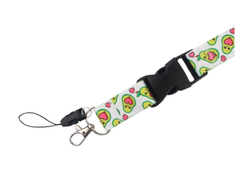 Fruit Avocat Caricature Impression double face Polyester Buckle Téléphone portable Lanyard