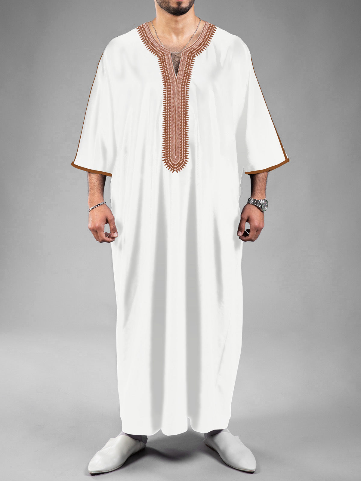 Robe masculine marocaine ethnique à impression numérique 3D