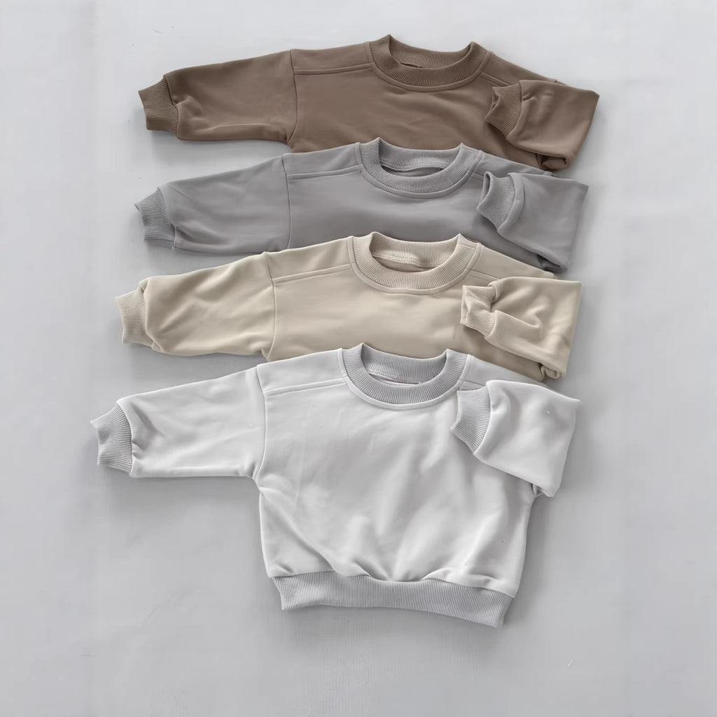 Sweatshirt Terry-Fleece à col rond style pour petits enfants