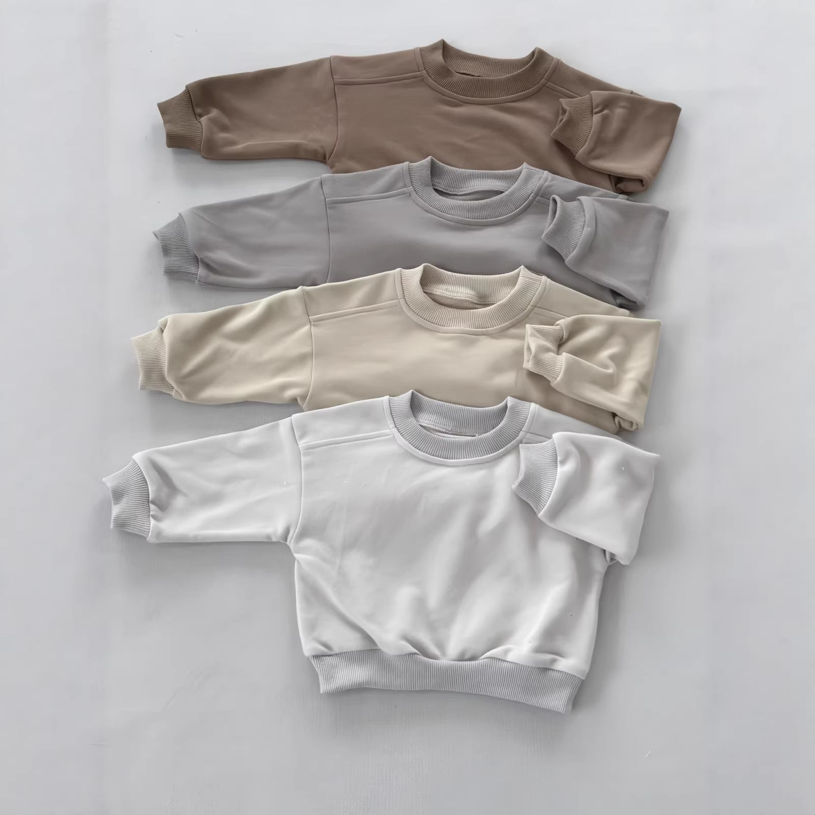 Sweatshirt Terry-Fleece à col rond style pour petits enfants