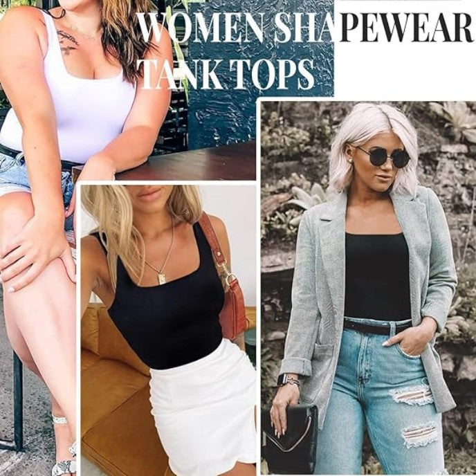 Tummy Control Femme Formewear Tank Tops Seamless Square Neck Compression Tops Slimming B