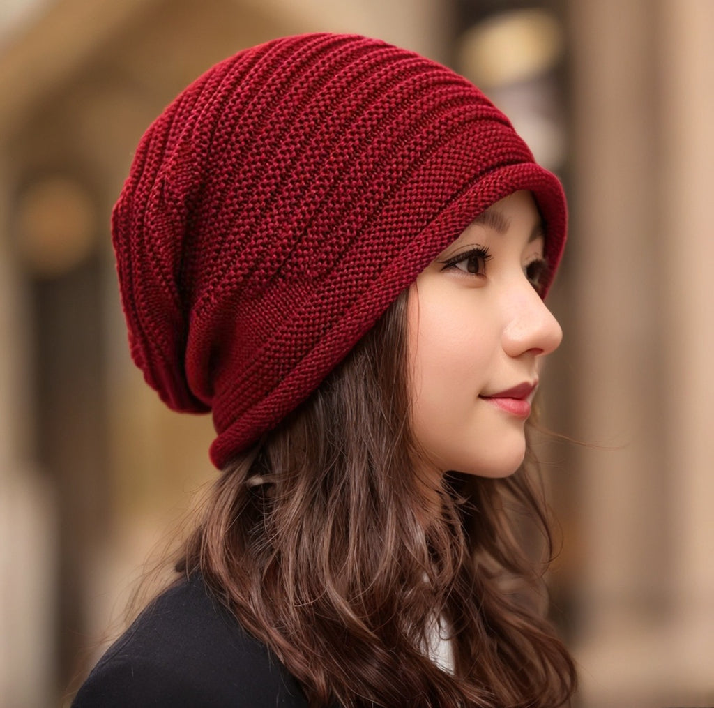 Bonnet polyvalente et chaude en laine tricotée pour femmes
