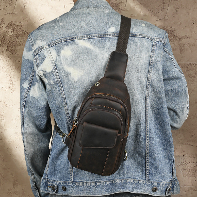 Sac à dos à épaule multicouche rétro pour hommes