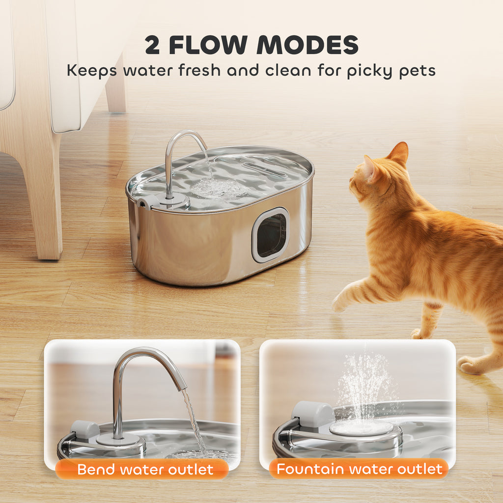 246 oz./7L Fontaine d'eau de chat en acier inoxydable avec filtres