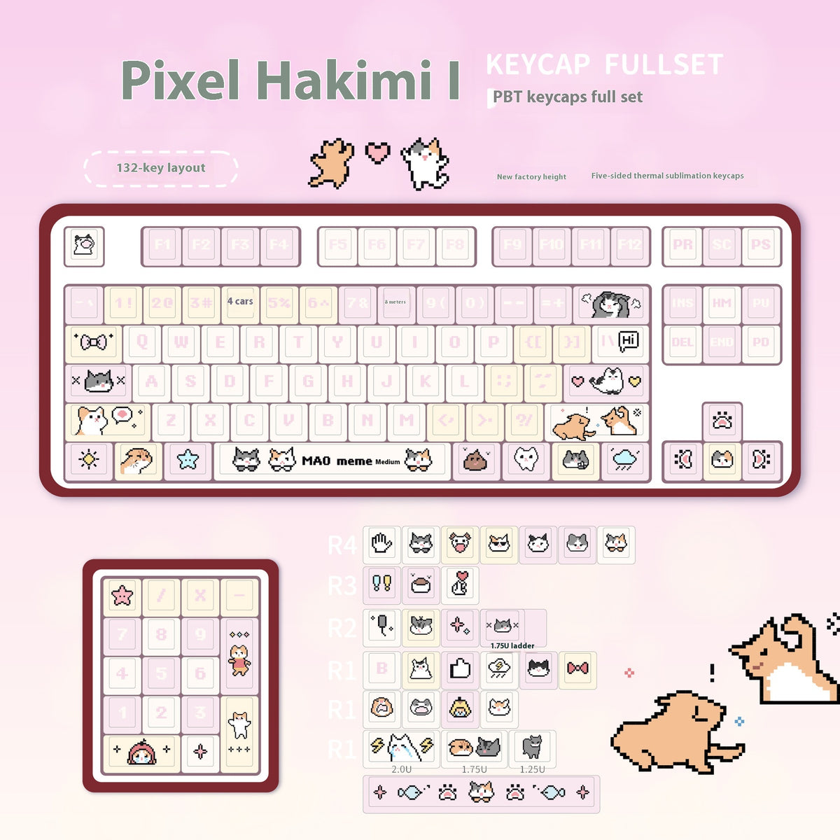 Theme Sublimation Keycap Pixel Hakimi