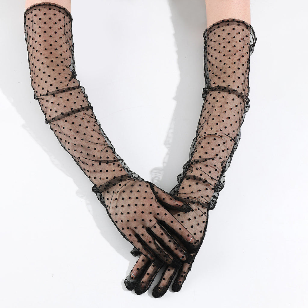 Gants en dentelle allongée Polka-Dot pour femmes