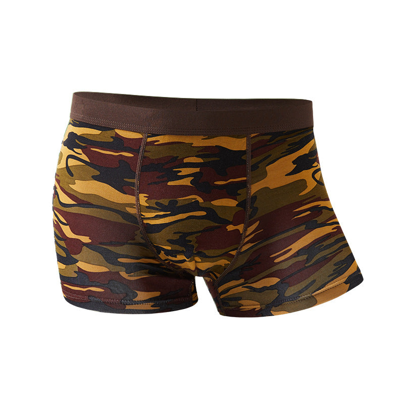 Sous-vêtements pour hommes Camouflage Boxers respirants modaux Boxers imprimés de taille moyenne