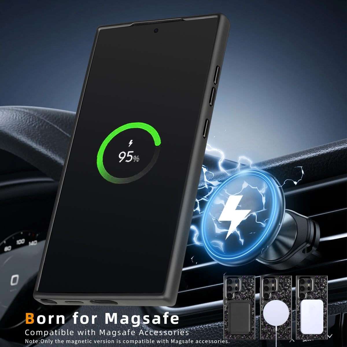 Boîtier de téléphone en fibre de carbone magnétique
