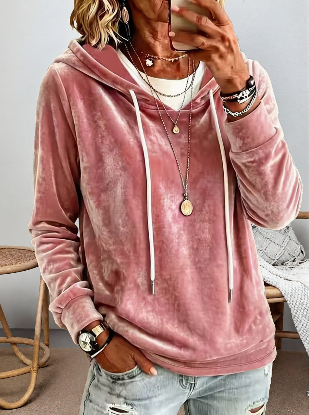 Sweat à manches longues à capuche élégante et élégante pour femmes