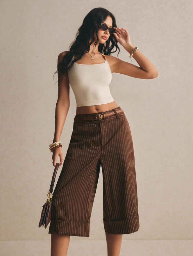 Pantalons Midi Vintage haut de gamme pour femmes