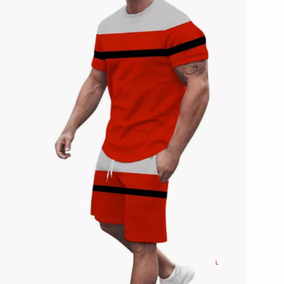 T-shirt casual homme Short deux-pièces imprimé Sportswear
